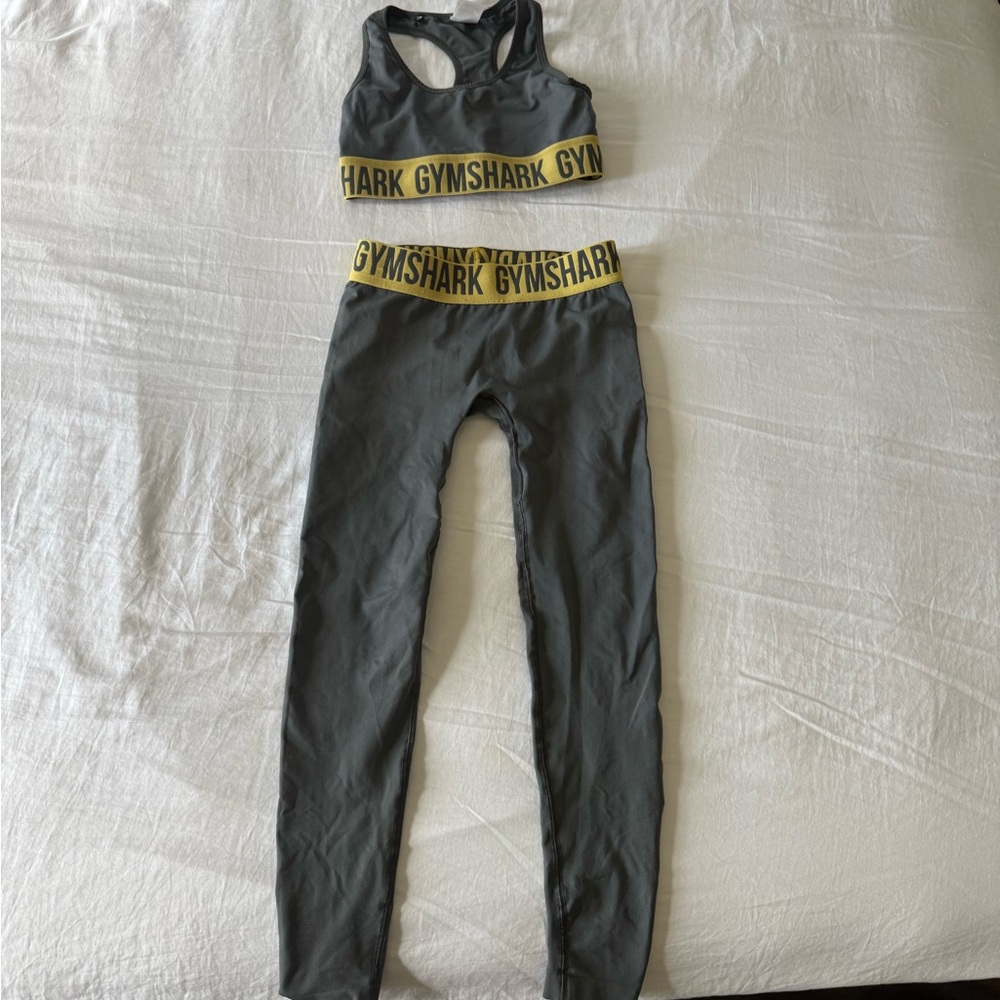 Gymshark Charcoal Leggings with Yellow Accents